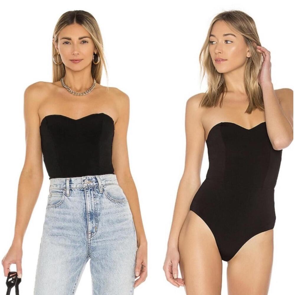 NBD Patricia Strapless Sweetheart Bodysuit Black Size Small NWT